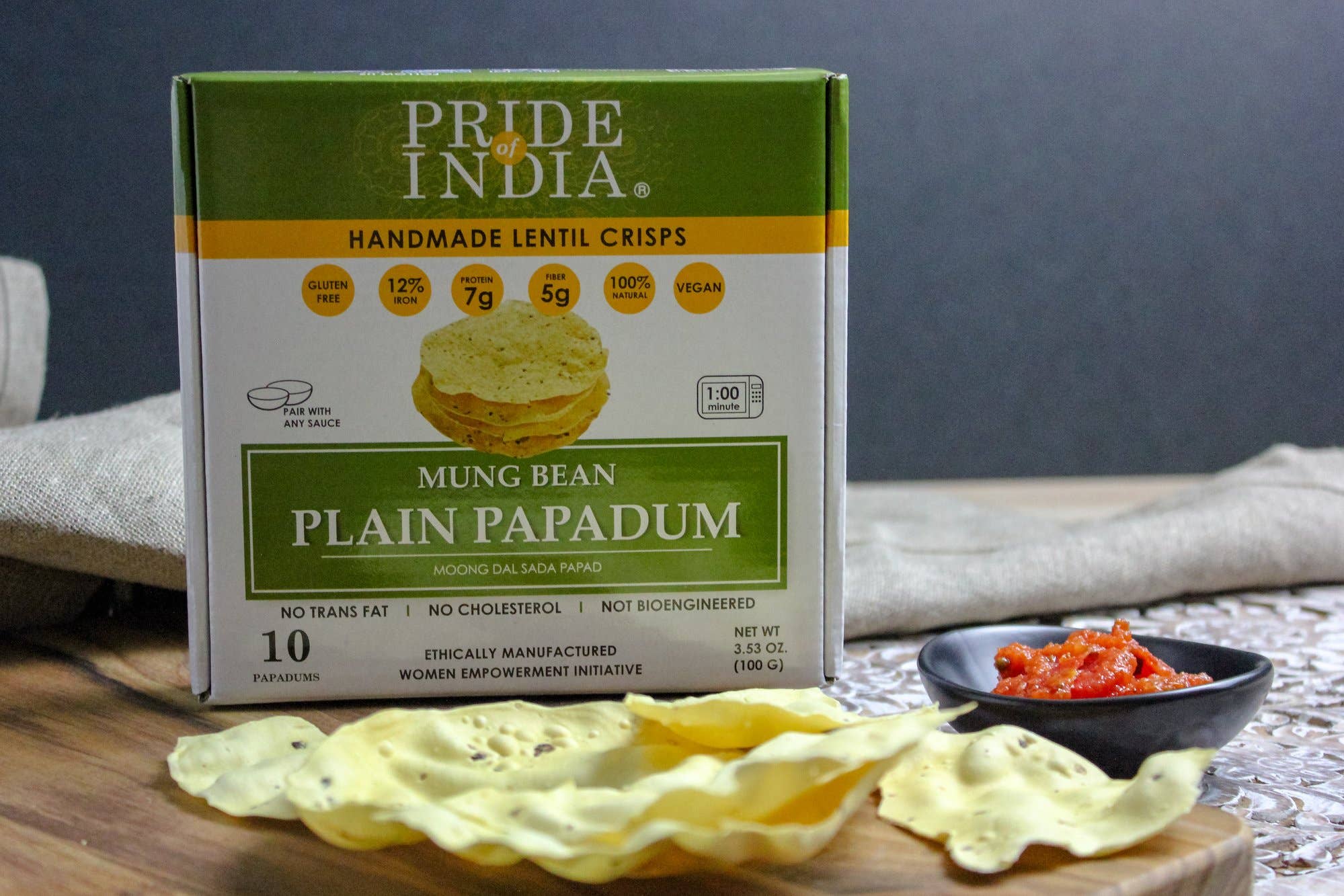 PRIDE INDIA BRANDS - Wholesale Crackers - Plain Mung Bean Papadum Lentil Crisp2