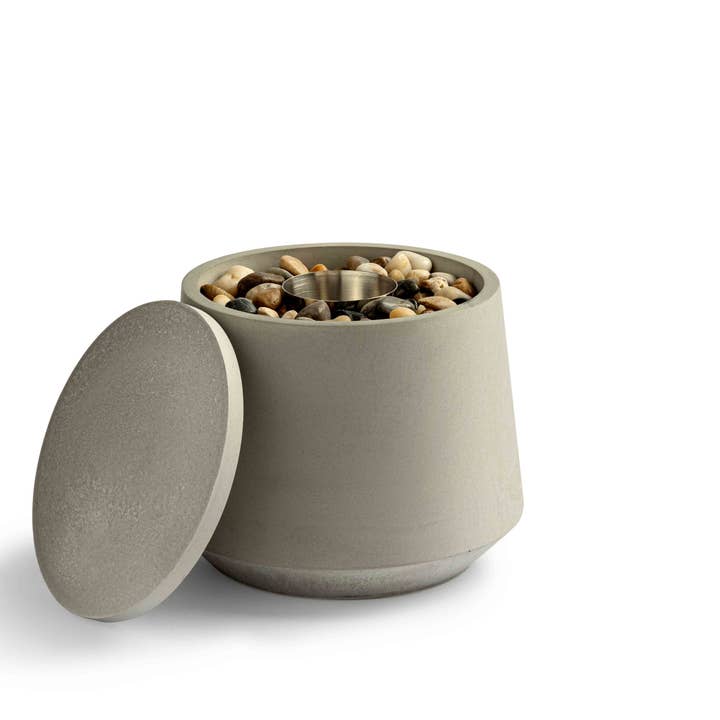 Foyer de table - 2 h de combustion - Régleur de flamme - Gris pour la vente par Espatio