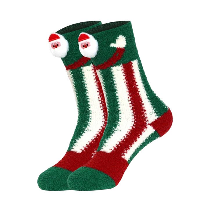 SANTA CHRISTMAS SOCKS WITH GRIP- WITH 3D DETAILS for wholesale by Top Staka
