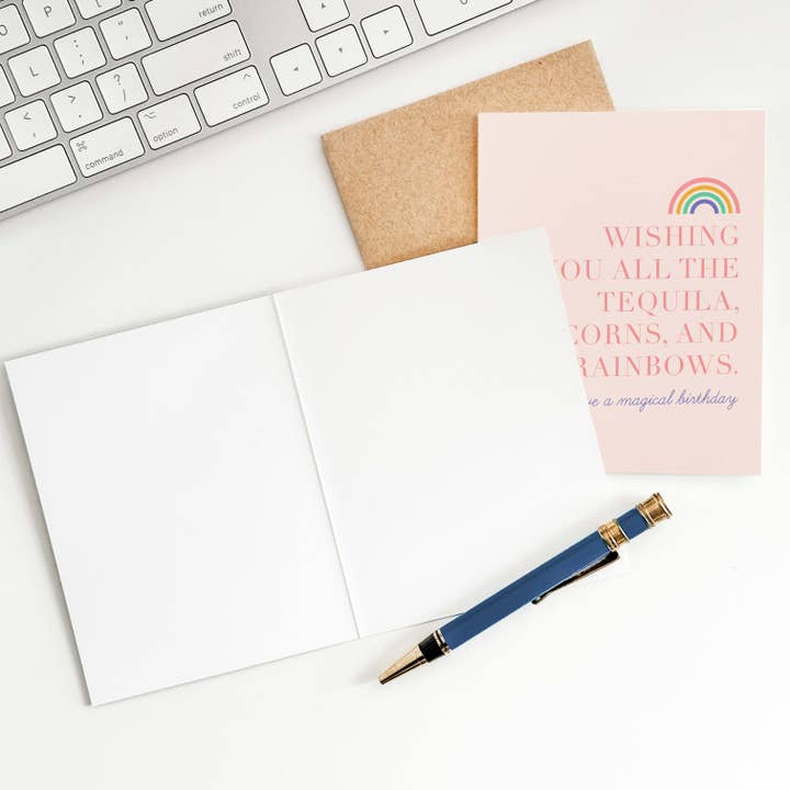 Blú Rose – wholesale Birthday card – Tequila Unicorn Rainbow Birthday Greeting Card1