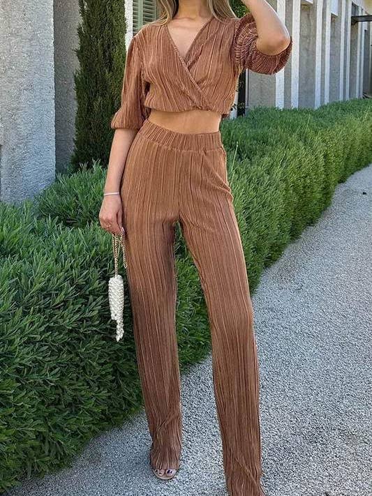 pleats shirt and pants set for wholesale by Fashion Combination