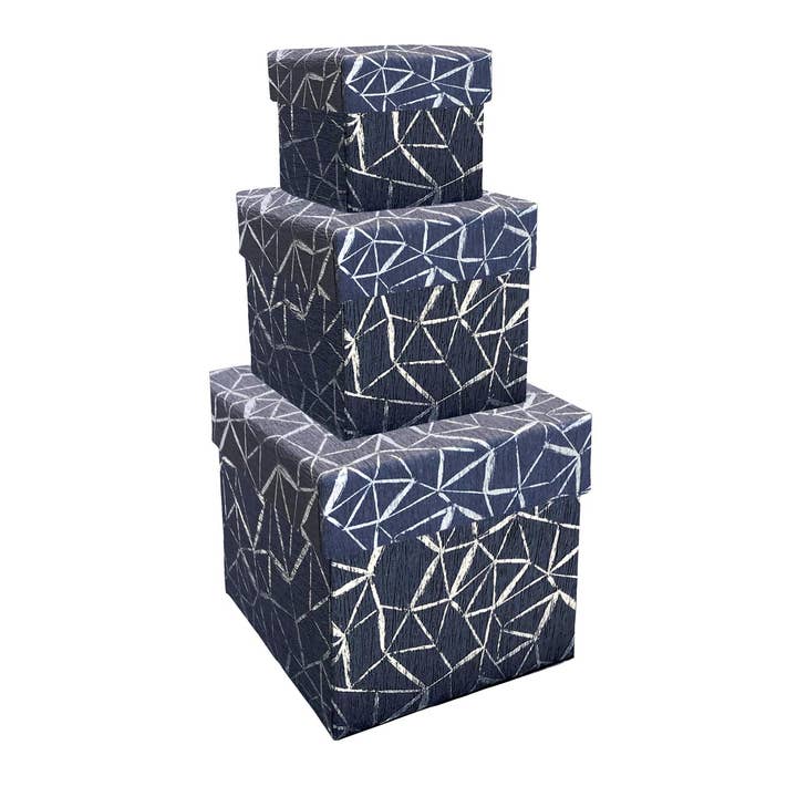 Square Set of “Blue Grid” Boxes for wholesale by Kartos