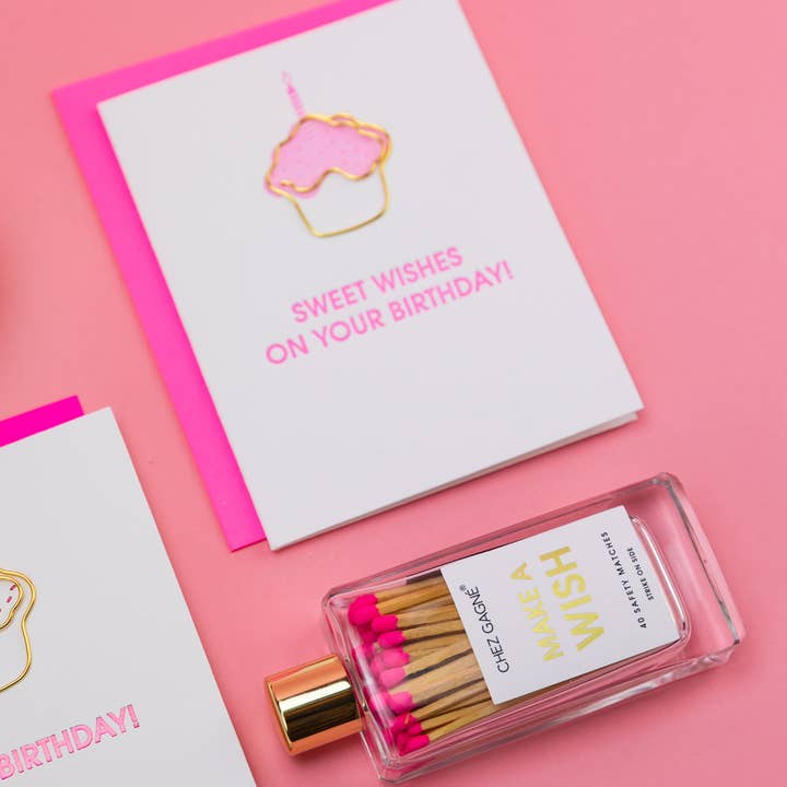 Chez Gagné - Wholesale Everyday Greeting Card - Sweet Wishes On Your Birthday - Birthday - Cupcake Paperclip Card2