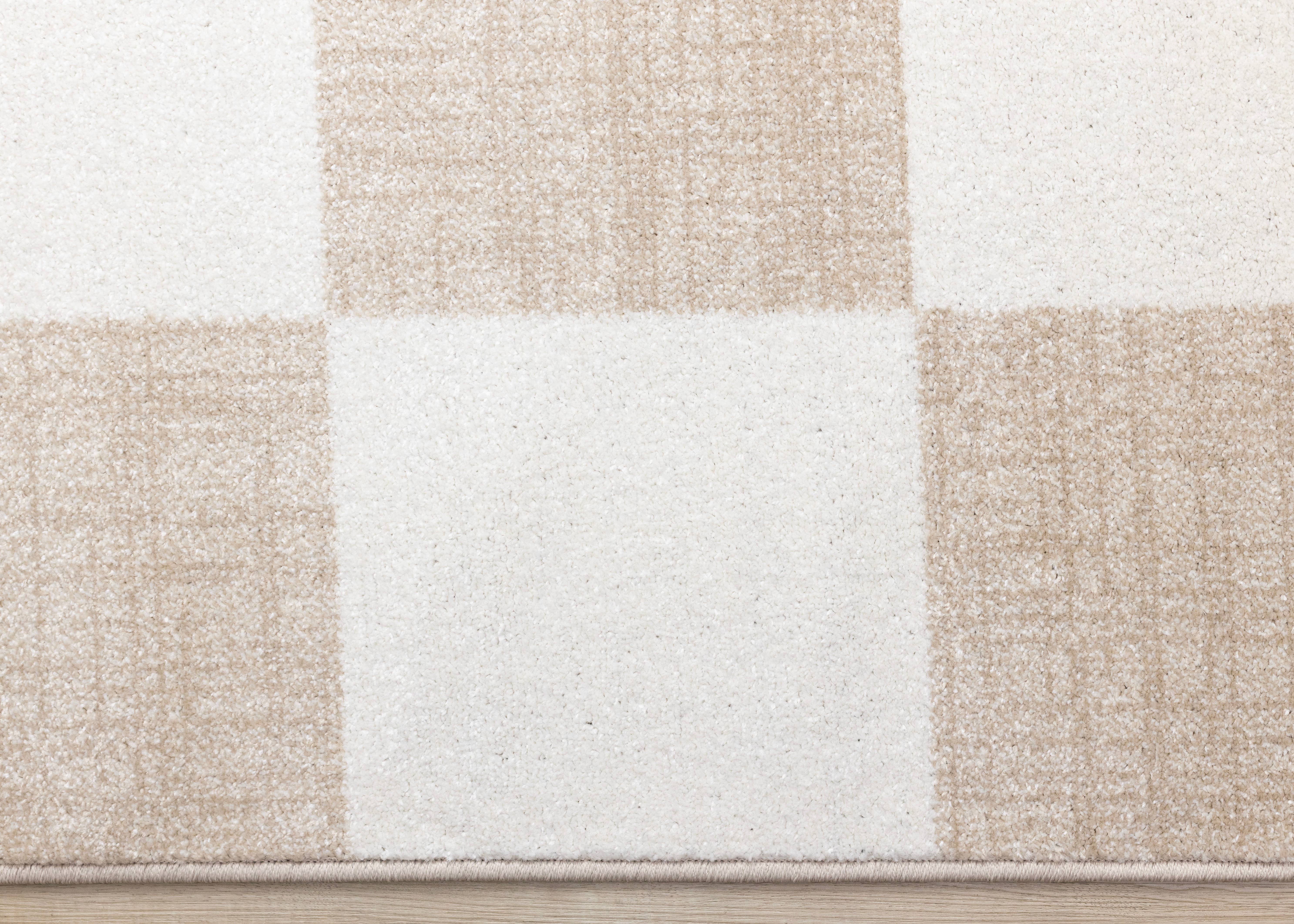 Century Cream Beige Checkerboard Pet-Friendly Area Rug for wholesale on Faire9