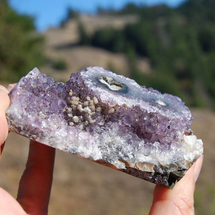 Caspar Curiosities - Wholesale Spirituele steen/kristal - 3,25 inch 216g Amethist Kristal Stalactiet Schijf, Uruguay2