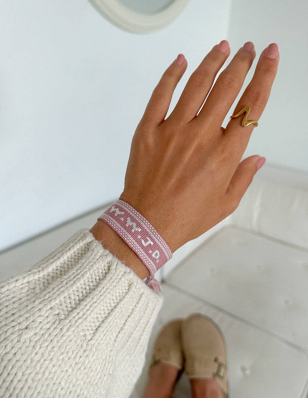 Elevated Faith - Wholesale Woven/Braided Bracelet - Pink WWJD Embroidered Bracelet1