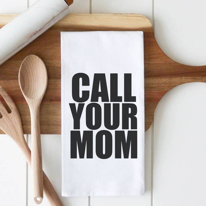 Twisted Wares - Wholesale Tea Towel - Call Your Mom Premium Cotton Tea Towel 4 Pack