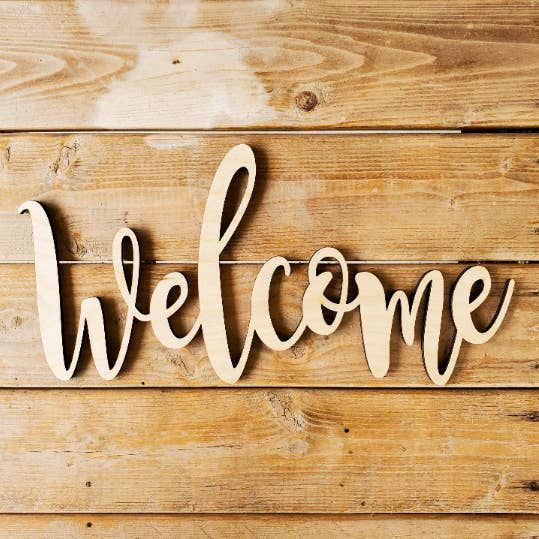 Welcome- Unfinished Wood Words for wholesale by Studio 29 Eleven