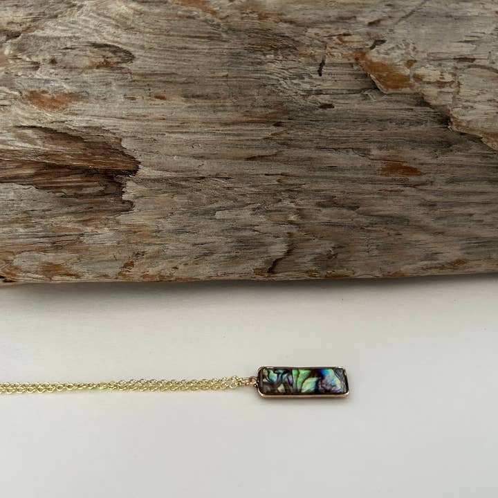 Abalone Shell Necklace 14k Gold Plated for wholesale by River Of Humanity