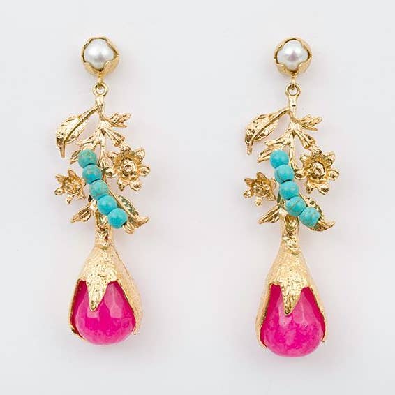 NEW LEA EARRING FUCHSIA for wholesale by Spanish & Sisters