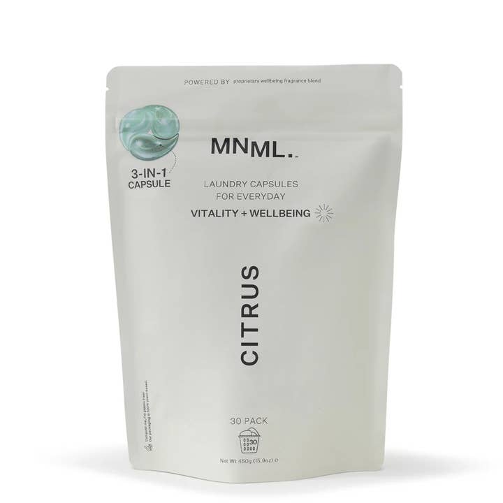 MNML (USA) - Fresh Laundry - Wholesale Laundry Detergent Powder/Pods - MNML CITRUS Vitality+Wellbeing Laundry Capsules Refill 30pk0
