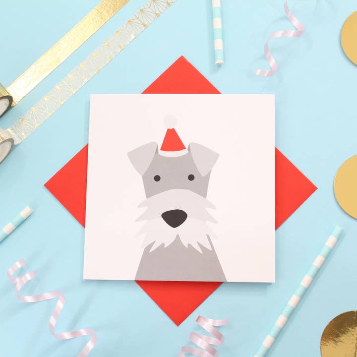 Carte d'anniversaire pour chien Schnauzer pour la vente par Heather Alstead Design Ltd