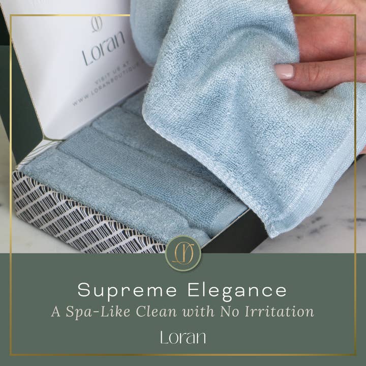 Loran - Wholesale Wash Cloth - Luxury Bamboo Facial Washcloths, Set of 6, Sky