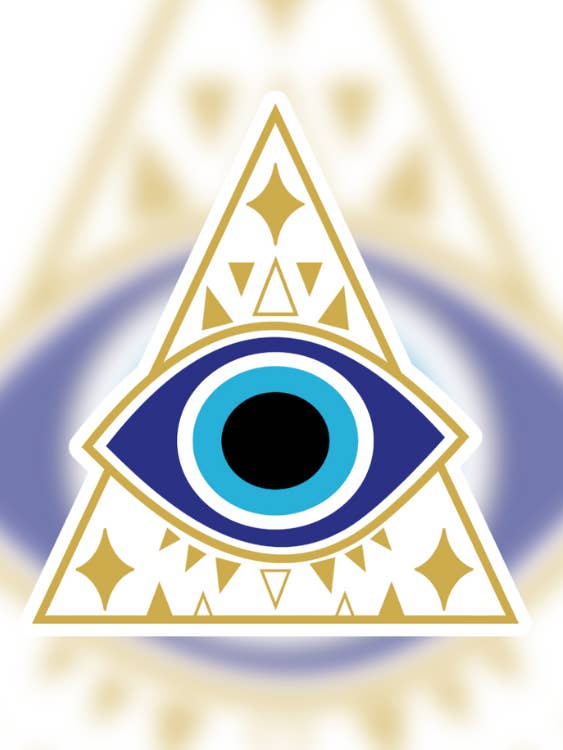 Autocollant Pyramid Evil Eye facile à décoller pour la vente par Gordon Craftworks