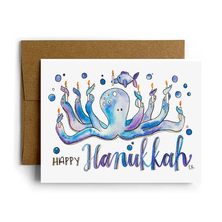 Hanukkah Octopus Boxed Set for wholesale by Eileen Graphics