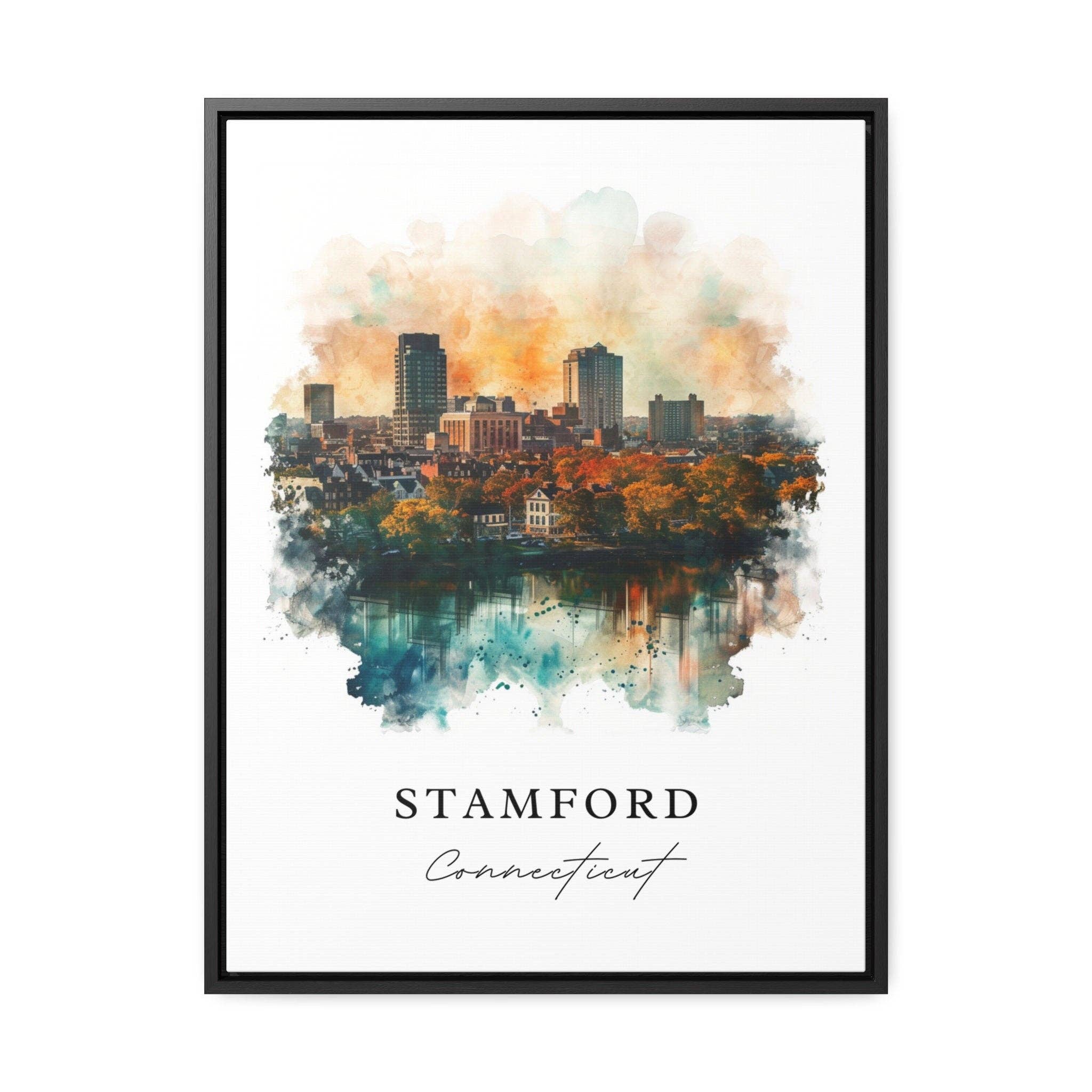 Premium Travel Art – wholesale Konsttryck – Stamford CT Väggkonst, Connecticut Print, Stamford Väggkonst, Stamford Gåva, Resetryck, Reseposter, Resegåva, Inflyttningspresent4