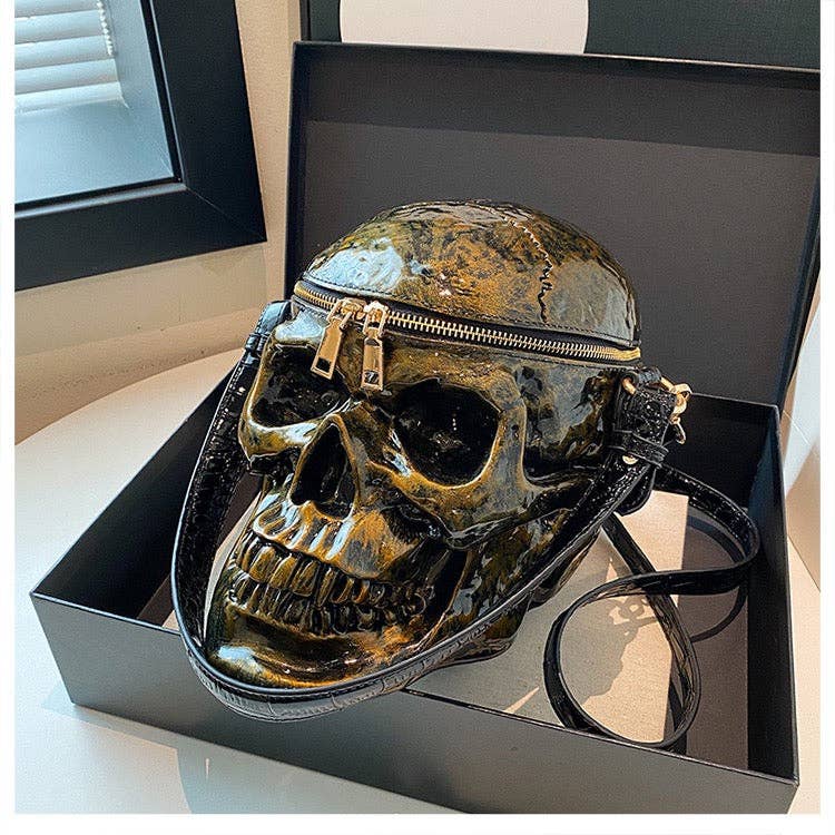 MB Fashion Wholesale - Wholesale Crossbody Bag - Women's - EVERY FASHION 3D Skull Crossbody Bag with Glossy Finish and Dual Zipper Closure14