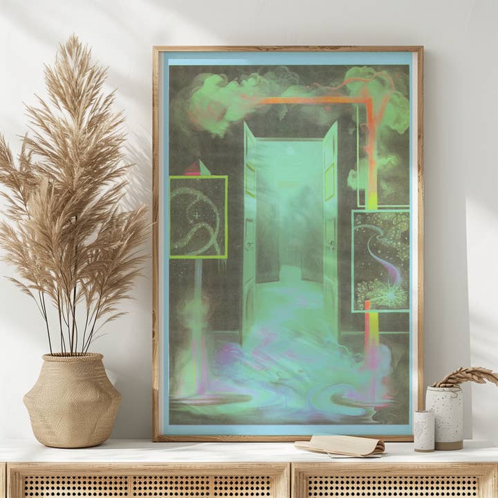 Otherworldly Portal Risograph Poster for wholesale by Back of Beyond Press