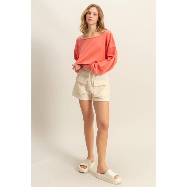 Double Zero - Wholesale Sweatshirt – Women's - Frayed Detail Long Sleeve Crop Top38