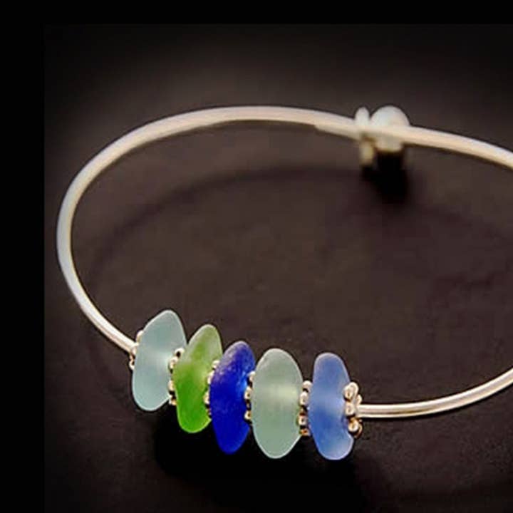 5-delat Ocean färger havet glas armband armband för wholesale av West Coast Sea Glass