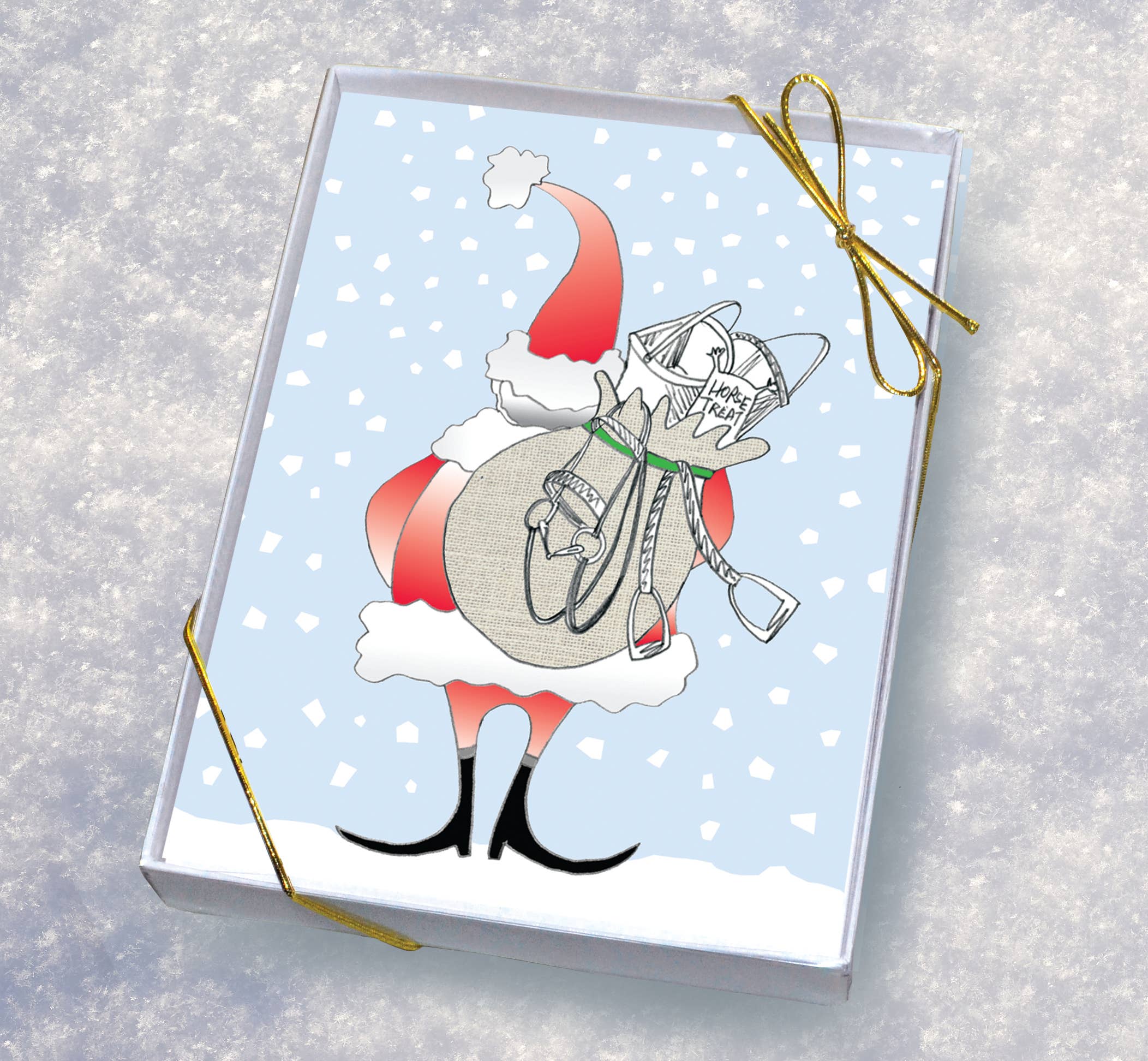 Horse Hollow Press / Fun & Slightly Offensive Cards/Stickers - Wholesale Christmas Card - Horse Boxed Christmas Cards / Tack Filled Bag / 8 Holiday 
9