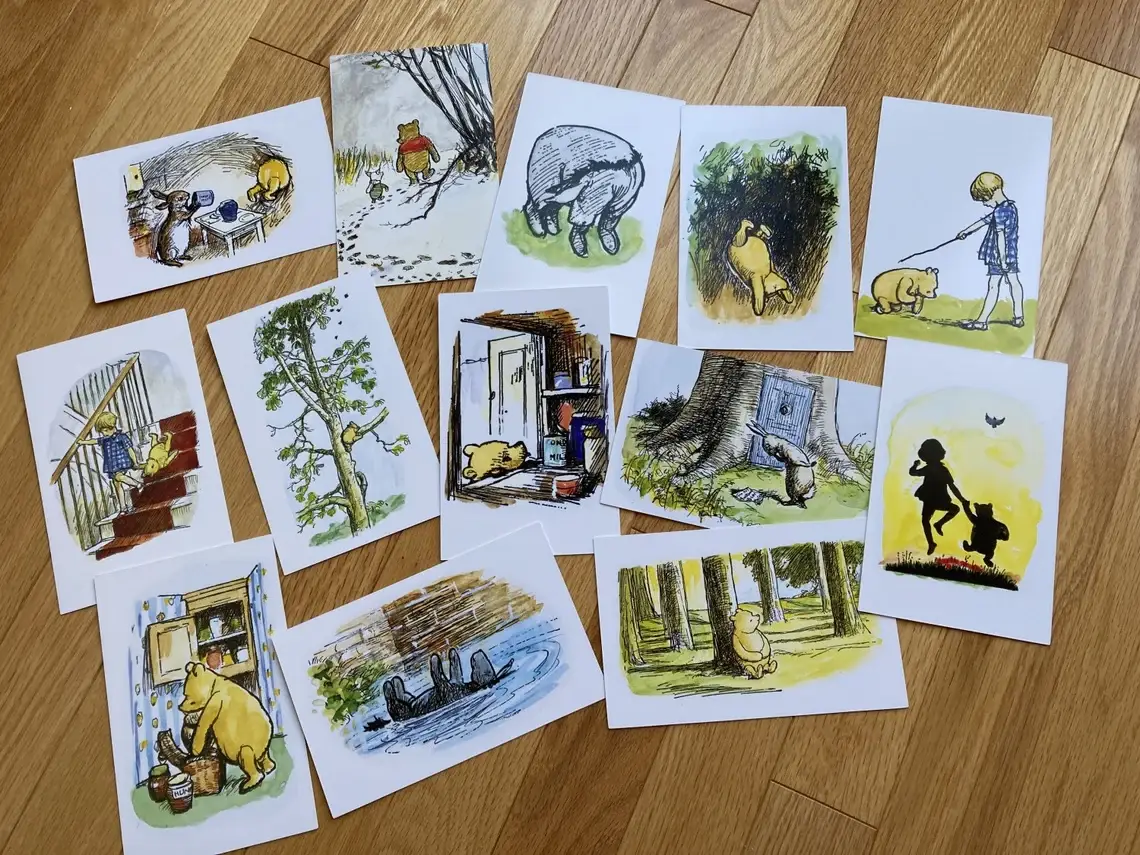 Magnifique Hearts - Wholesale Postcard Set - World of Winnie The Pooh, Postcards, Vintage Styled, 4X6 in3