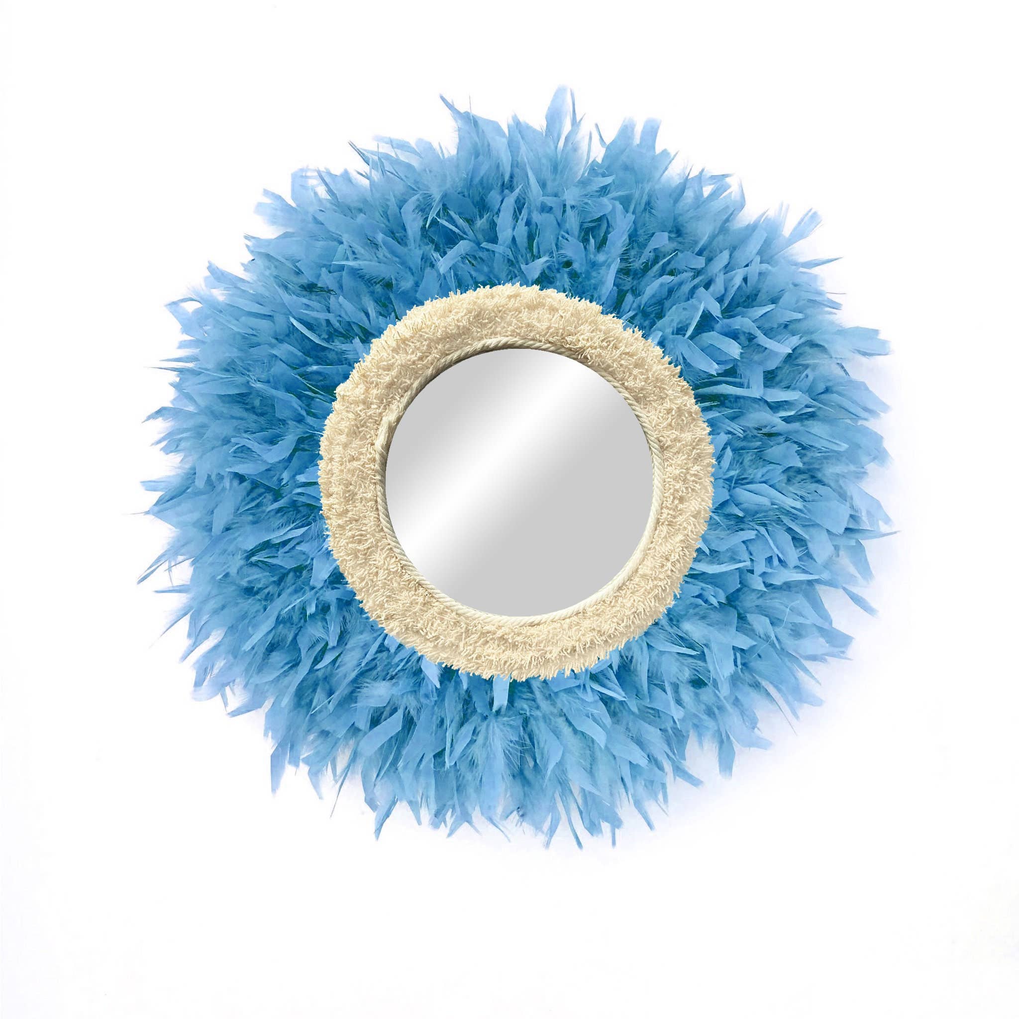 Geometrik Design - Wholesale Wall Stone - Round Feather and Cotton Decorative Boho Mirror7