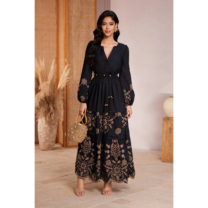 Long Sleeve Printed Maxi Dress for wholesale by Chicways