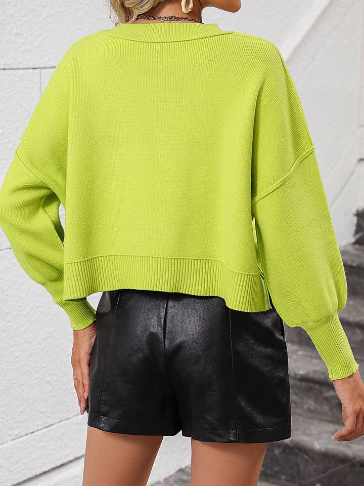 HIDDENBRAND - Wholesale Knit Sweater - Women's - Crewneck Cropped Loose-Fitting Pullover Sweater28