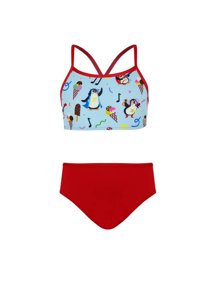 Penguin Print UPF50+ Girls Bikini Set for wholesale by Daring Littles