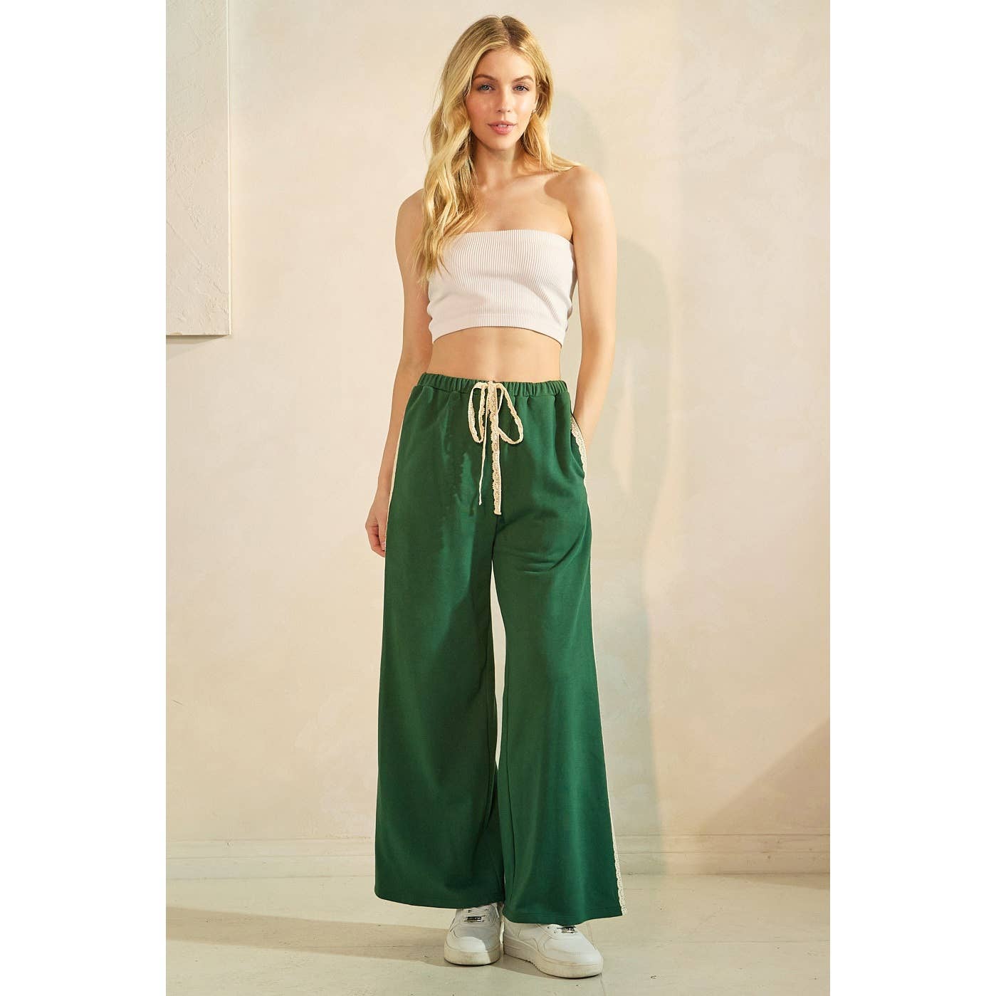 mittoshop - Wholesale Pants - Women's - LACE STRIPED ELASTIC WAIST TERRY SWEATPANTS14
