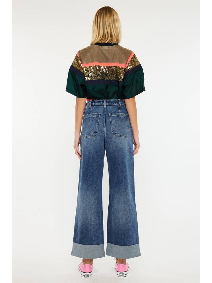 DARK ULTRA HIGH RISE 90’S WIDE LEG TROUSERS JEANS-KC3308D for wholesale on Faire6