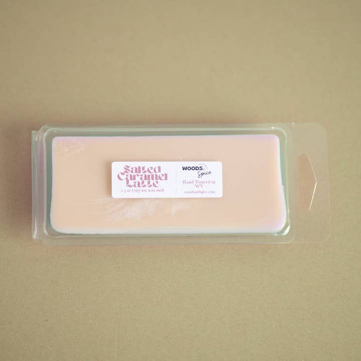 Salted Caramel Latte 2.5 OZ Soy Wax Melt for wholesale by Woods & Spice