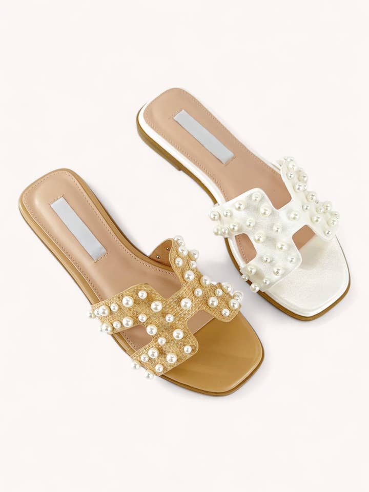 BLACK MAIN-27 PEARL EMBELLISHED CUT OUT DESIGN SANDAL for wholesale on Faire2