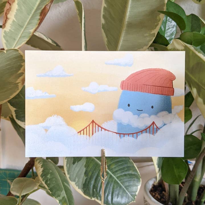 Carte postale de Karl the Fog | Golden Gate Bridge pour la vente par Laiberry Art