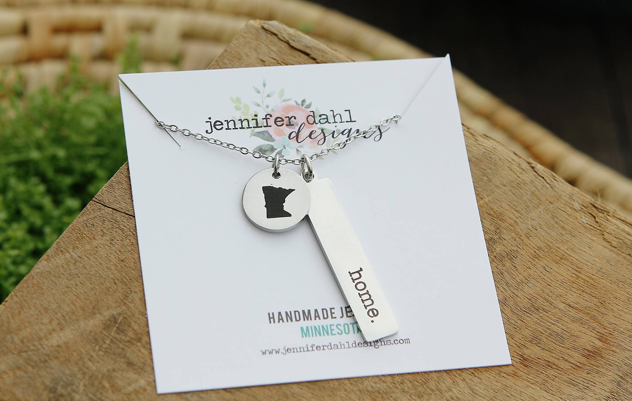 Jennifer Dahl Designs LLC - Wholesale Pendant/Charm Necklace - Custom Home State Engraved Necklace1