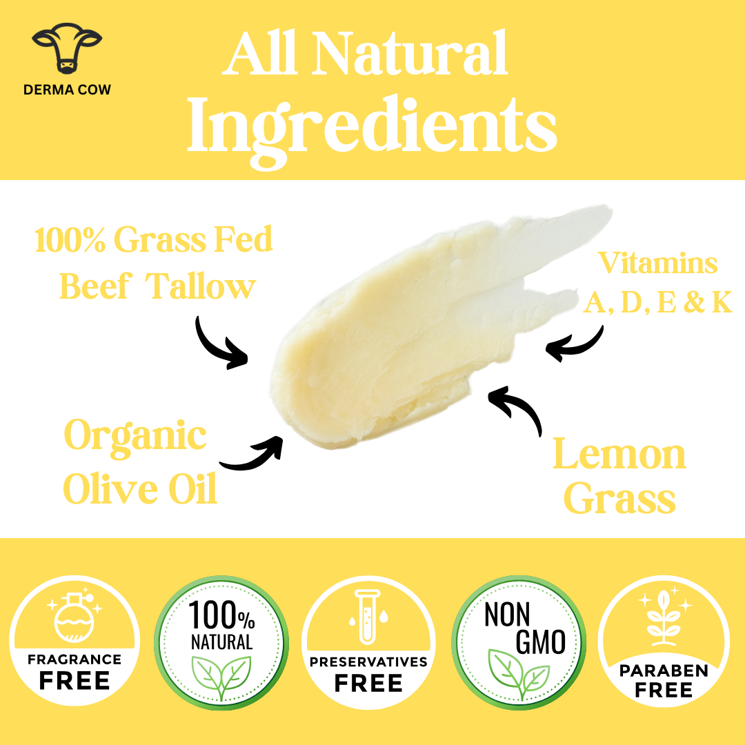 Derma Cow - Wholesale Body balm/butter - Talgzalf + Citroengras, 100% Grasgevoerde Rundertalg - 2oz2