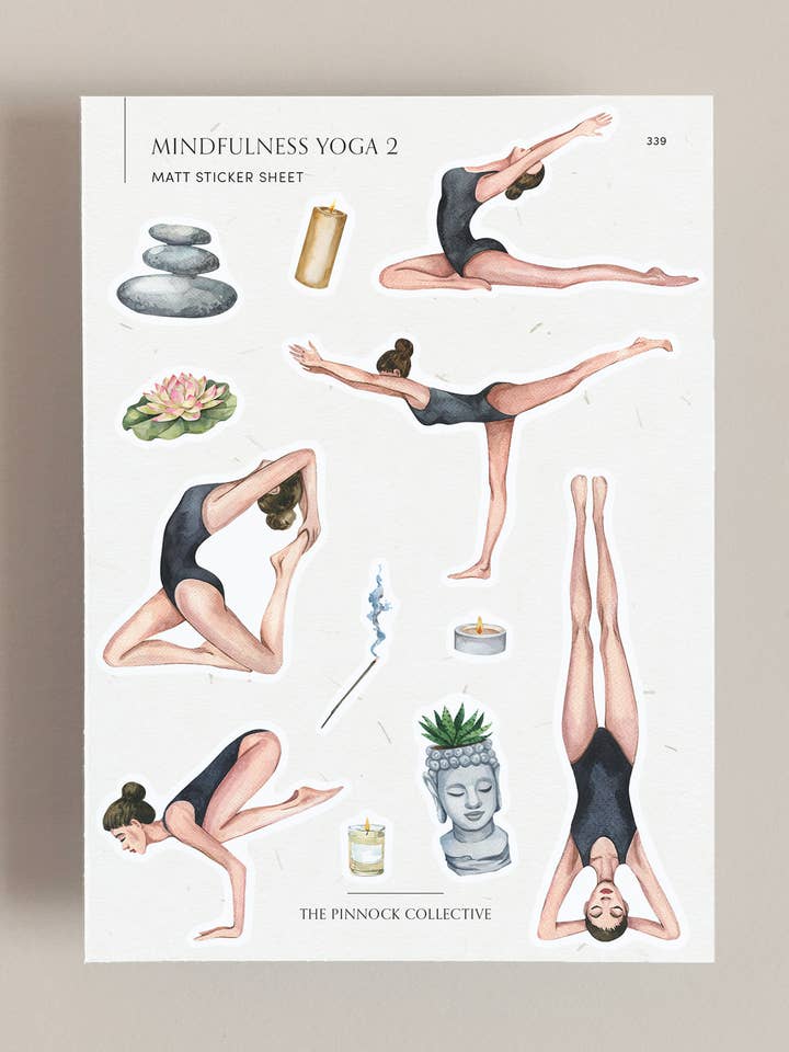 Mindfulness Yoga-Themed Sticker Sheet for wholesale by The Pinnock Collective