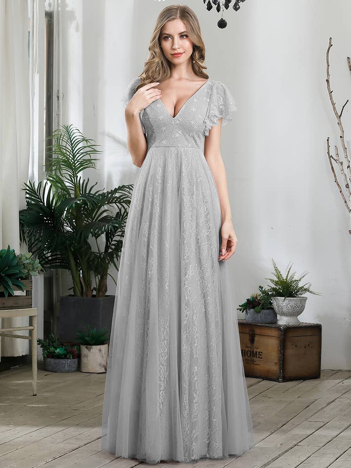 Ever-Pretty - Vente Robe de soirée – femme - Robe longue en maille à col en V4