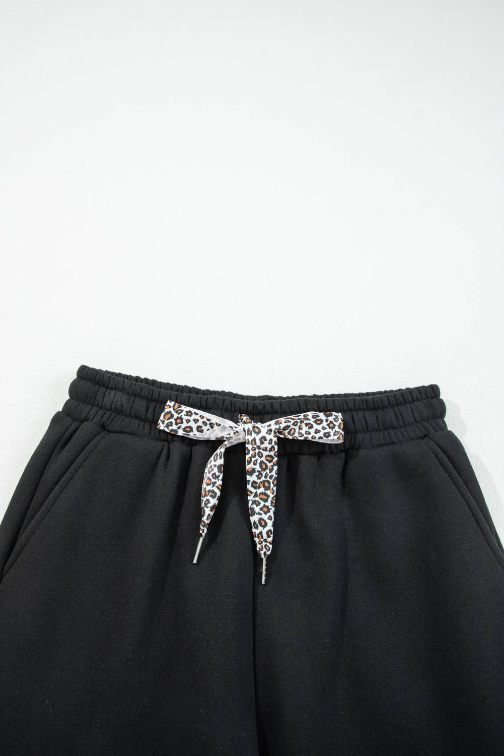 66DISCO - Wholesale Pants - Women's - Fleece Lined Leopard Drawstring Elastic Waist Solid Pants16