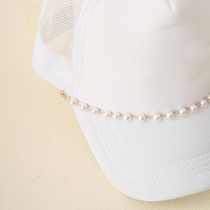 Trucker Hat Chain-Dainty Pearl-Gold for wholesale by The Darling Effect
