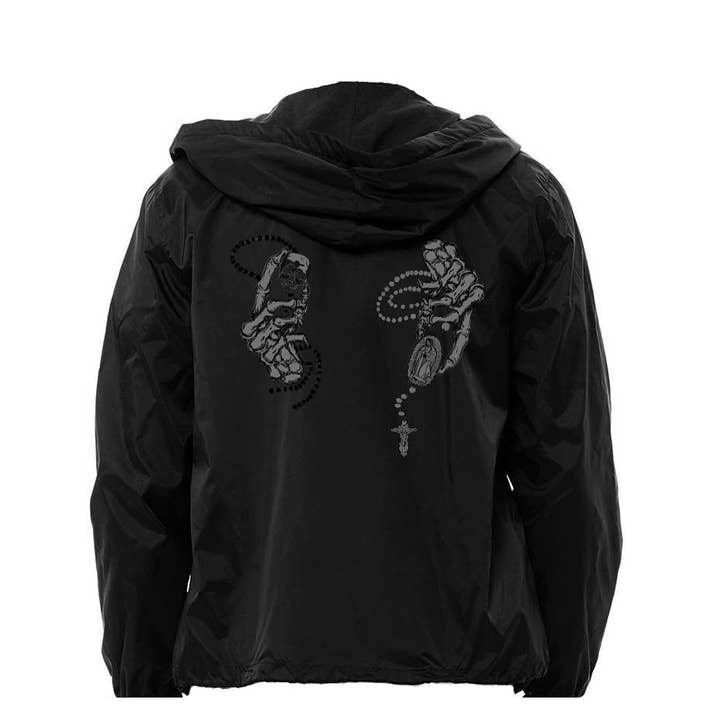 Wind Breaker, Black w/ grey “Yin and Yang” print for wholesale by Hermana Skateboarding Inc.
