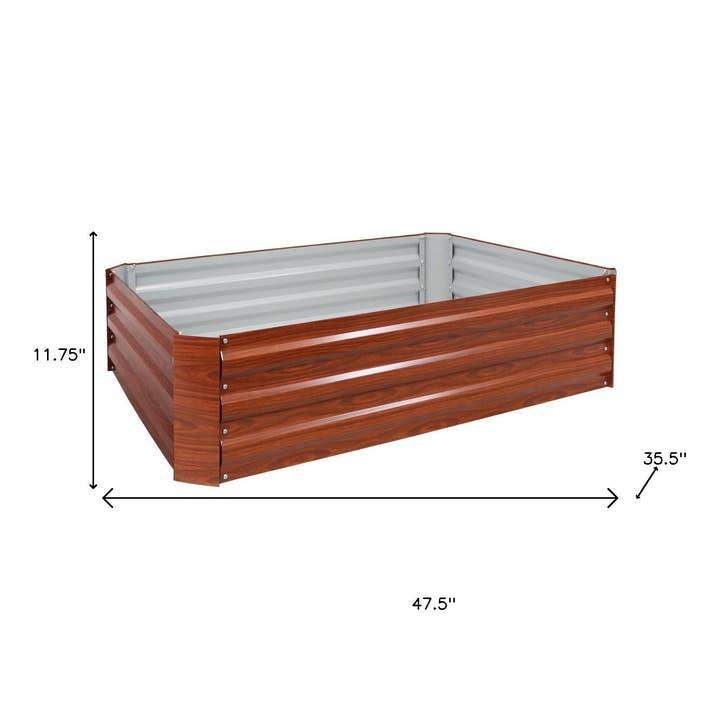 HomeRoots - Wholesale Planter Box - 12" X 48" Brown Steel Rectangular Raised Garden Bed2