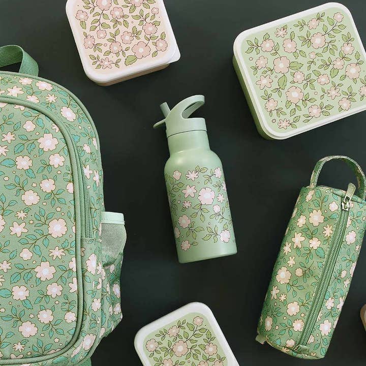 A Little Lovely Company – wholesale Water bottle – Kids stainless steel drink/water bottle: Blossoms - sage5