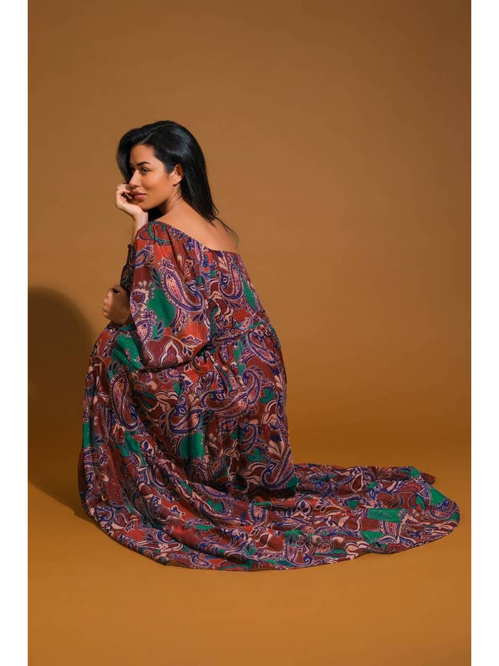 WHINE TEAL A printed woven maxi dress - ID21645 for wholesale on Faire