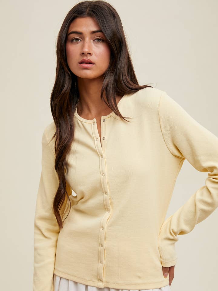 Wishlist Apparel - Wholesale Knit Top - Women's - RIBBED BUTTON-UP KNIT TOP / WL25-10955