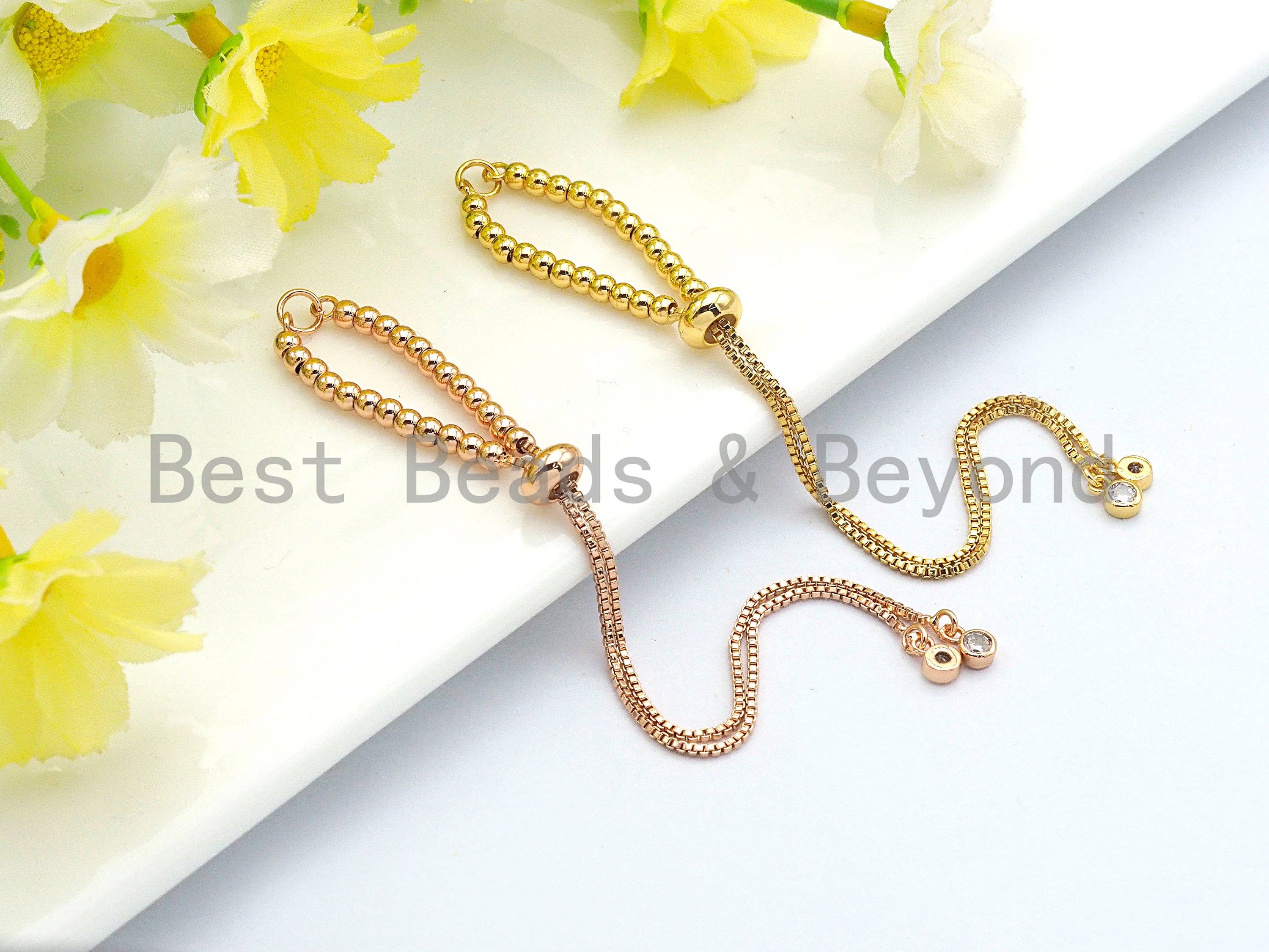 BestBeads&Beyond - Wholesale Beaded Bracelet - Ball Beads Adjustable Bracelet, Adjustable Bracelet Blanks, Slide Bead Expandable Bracelet Finding, Slider Bracelet,sku#P502