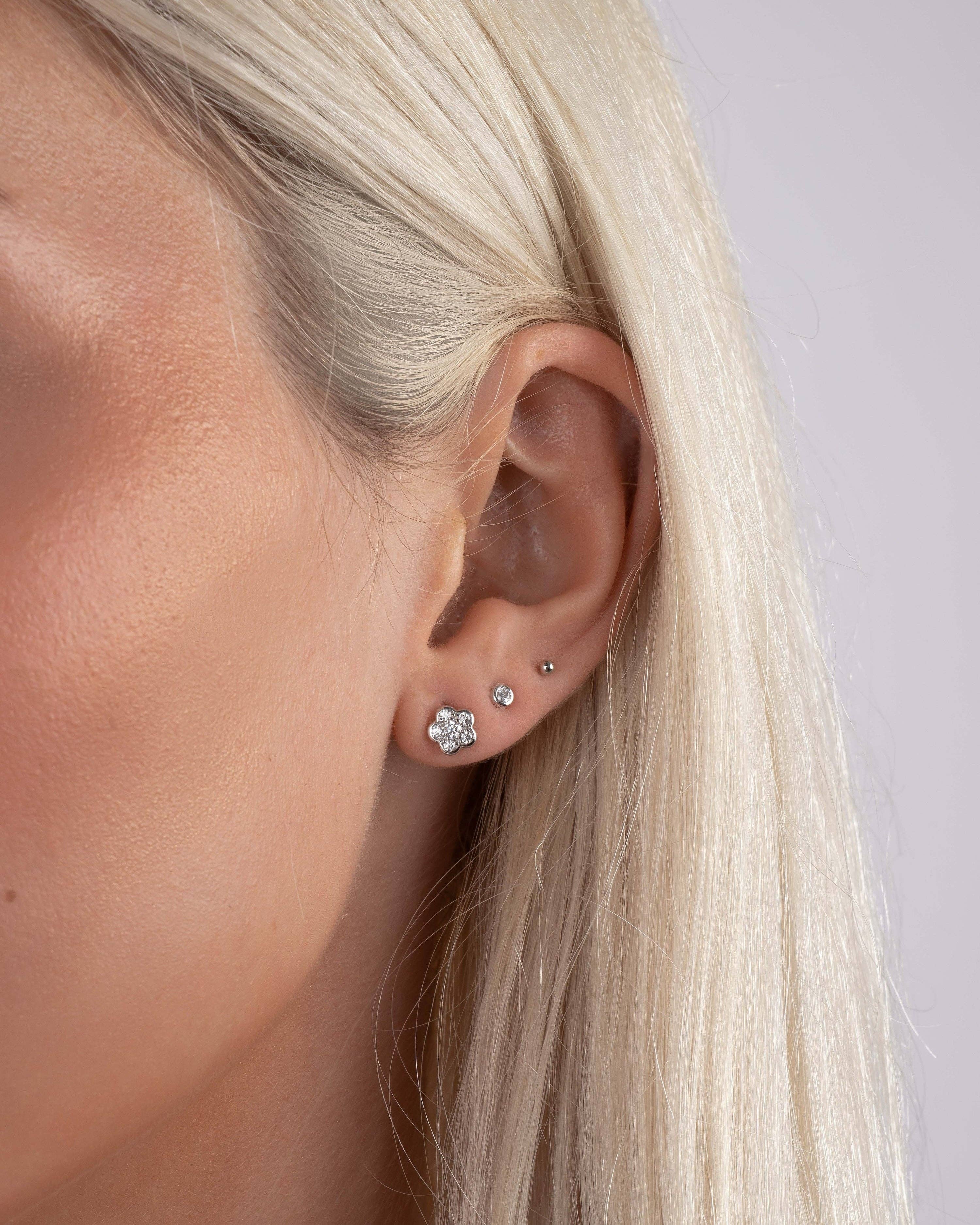 Sami Jewels - Wholesale Stud/Post Earrings - Diamond Flower Studs1