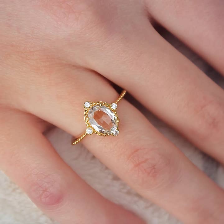 White Topaz Versailles Ring- 14k Gold Vermeil for wholesale on Faire