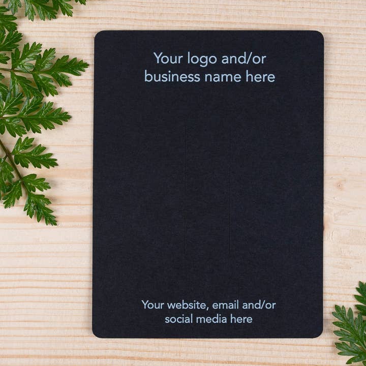 Fernery Designs - Vente Présentoir – accessoires - Cartes d'affichage noires imprimées par coutume de pince à cheveux 10cm x 7.5cm2